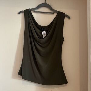 Aritzia Elrow Dark Green Drape Tank Top